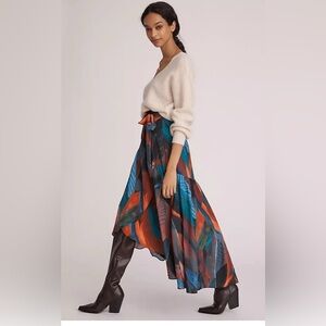 Hutch Anthropologie Multicolor Novelty Print Wrap Maxi Skirt Sz Small Artsy